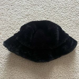 Fluffy Black Bucket Hat